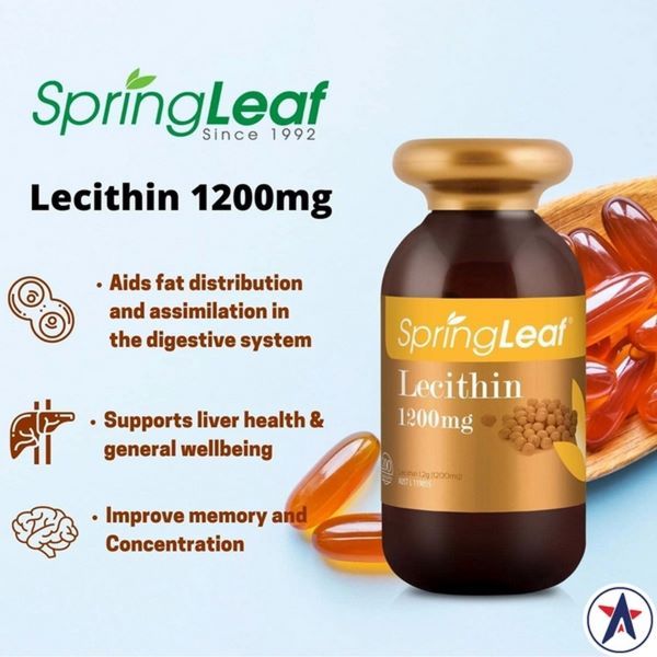 Viên uống SPRINGLEAF Lecithin 1200mg hỗ trợ giảm cholesterol chai 200 viên