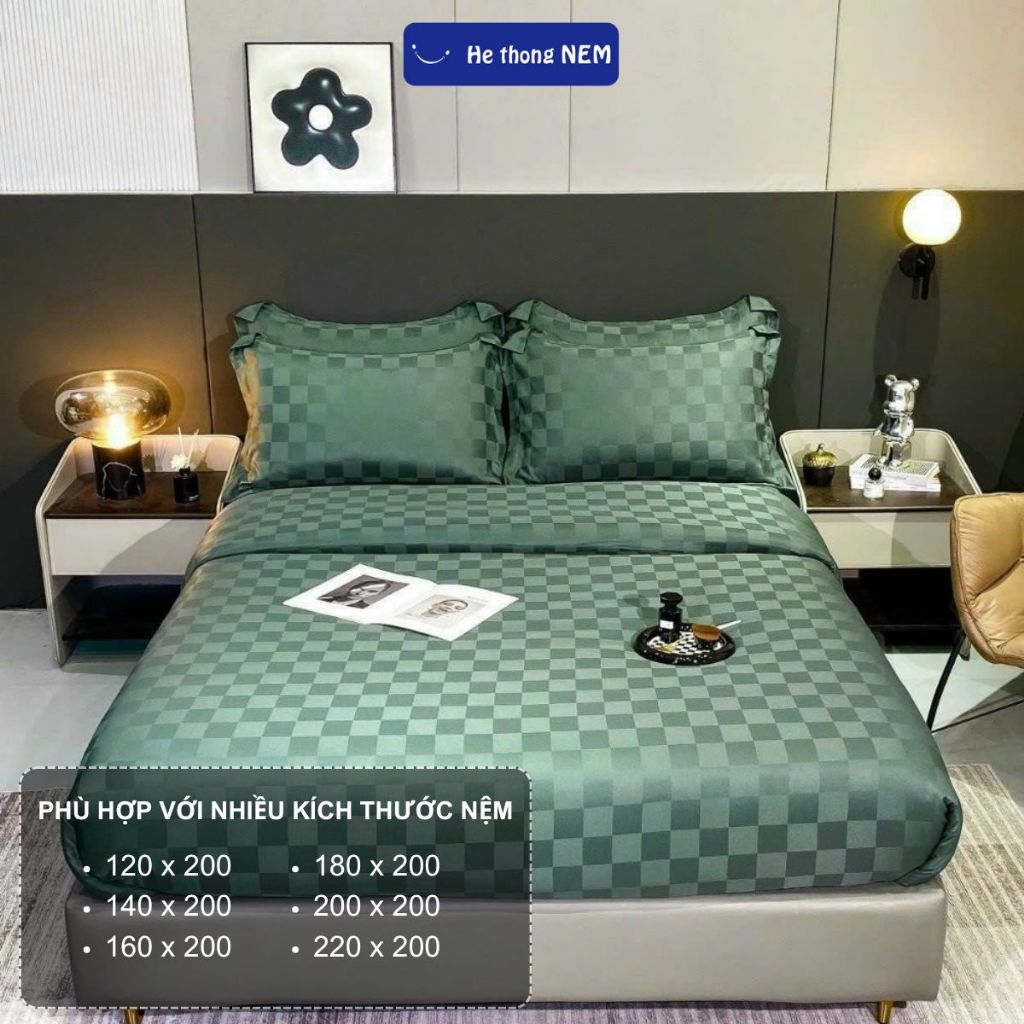 Ảnh Bộ Chăn Ga Gối Đệm 5 Món Cotton 5F He thong NEM Cao Cấp Bộ Vỏ Chăn Drap Ra Gối Nệm Đệm Phủ Trải Giường 4