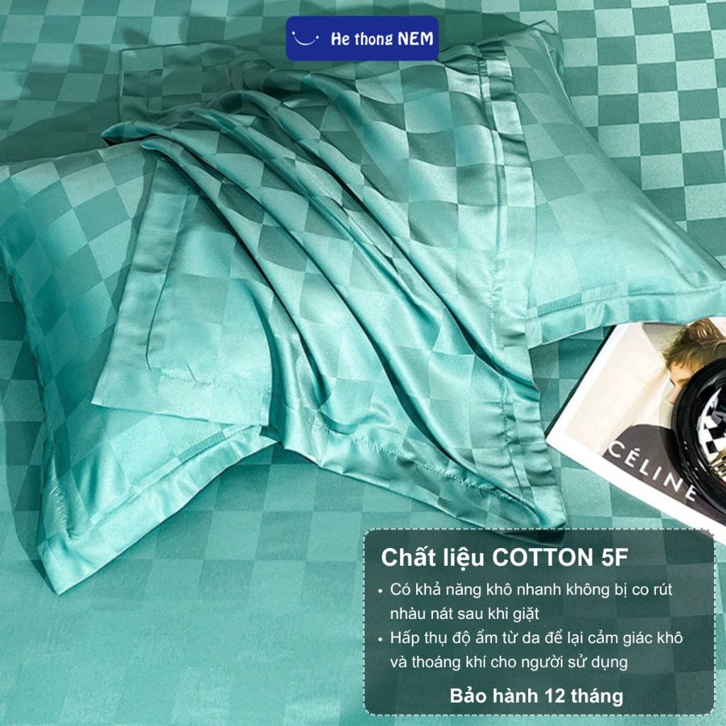 Ảnh Bộ Chăn Ga Gối Đệm 5 Món Cotton 5F He thong NEM Cao Cấp Bộ Vỏ Chăn Drap Ra Gối Nệm Đệm Phủ Trải Giường 2