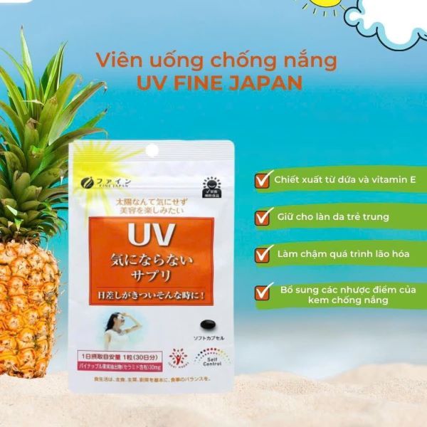 Viên uống FINE JAPAN UV hỗ trợ chống nắng gói 30 viên