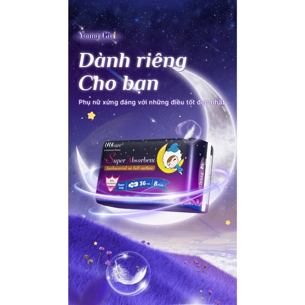 Ảnh Combo tiết kiệm băng vệ sinh UUcare Singapore Young Girl ban đêm 36cm 8 miếng 3