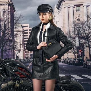 Áo Khoác Da Nữ Xịn Cao Cấp FTT Leather, Áo Da Thật Nữ Cổ Bẻ Croptop Ôm Body Sang Chảnh mã AN416