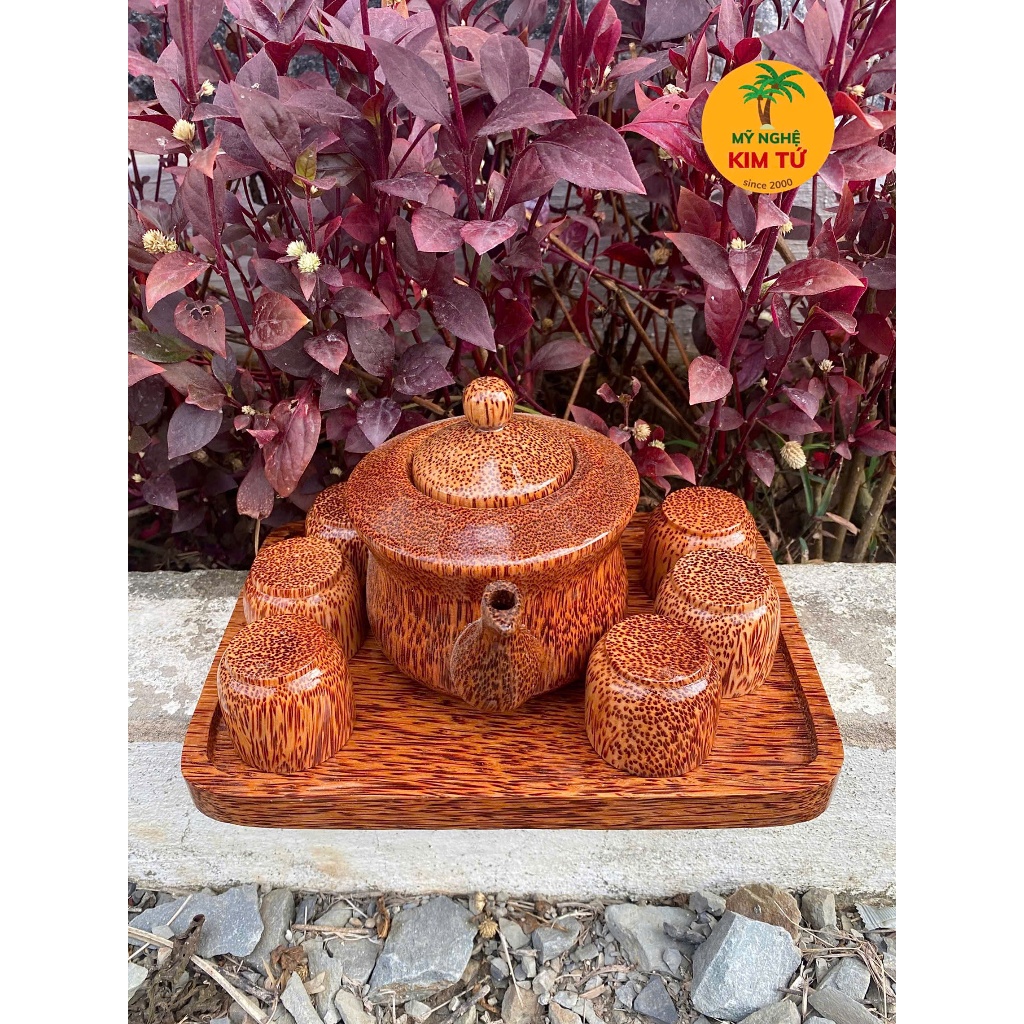 Bộ Khay Trà Gỗ Dừa Mẫu Chữ Nhật Nhỏ Phù Hợp Trà Đạo, Trang Trí Bàn Trà, Thiết Kế Sang Trọng, Dùng Biếu Tặng - KIM TỨ