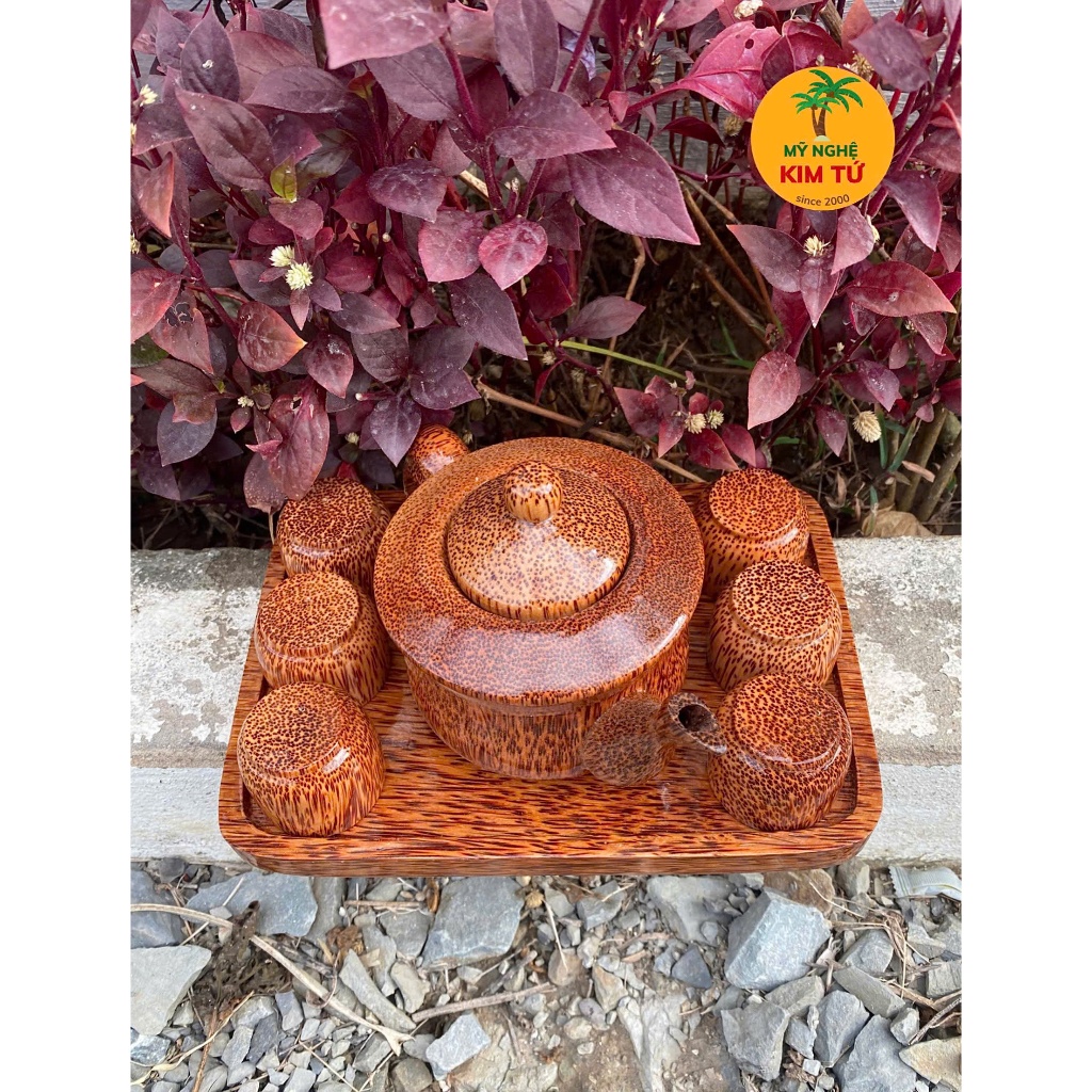 Bộ Khay Trà Gỗ Dừa Mẫu Chữ Nhật Nhỏ Phù Hợp Trà Đạo, Trang Trí Bàn Trà, Thiết Kế Sang Trọng, Dùng Biếu Tặng - KIM TỨ