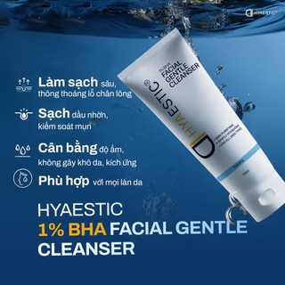 Sữa Rửa Mặt Chứa 1% BHA Làm Sạch Sâu, Giảm Mụn Da Hyaestic 1% BHA Facial Gentle Cleanser