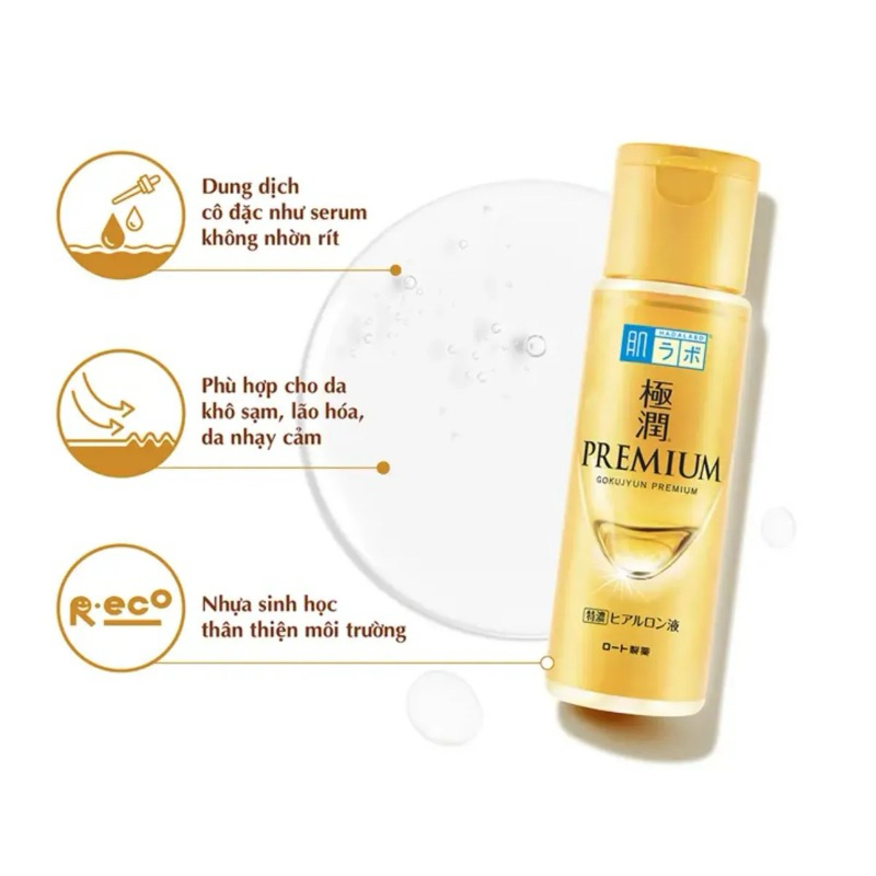 Toner Hada Labo Gokujyun Premium Dưỡng Ẩm Sâu Sáng Da Nhật Bản 170ml. Sản phẩm giúp cấp ẩm, ngừa lão hoá cho da.