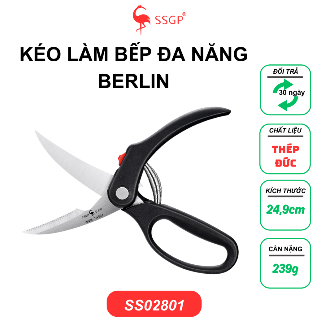 Kéo Berlin nấu ăn làm bếp thép không rỉ SSGP của  SS02801, thép  1.4116, kéo cắt gà