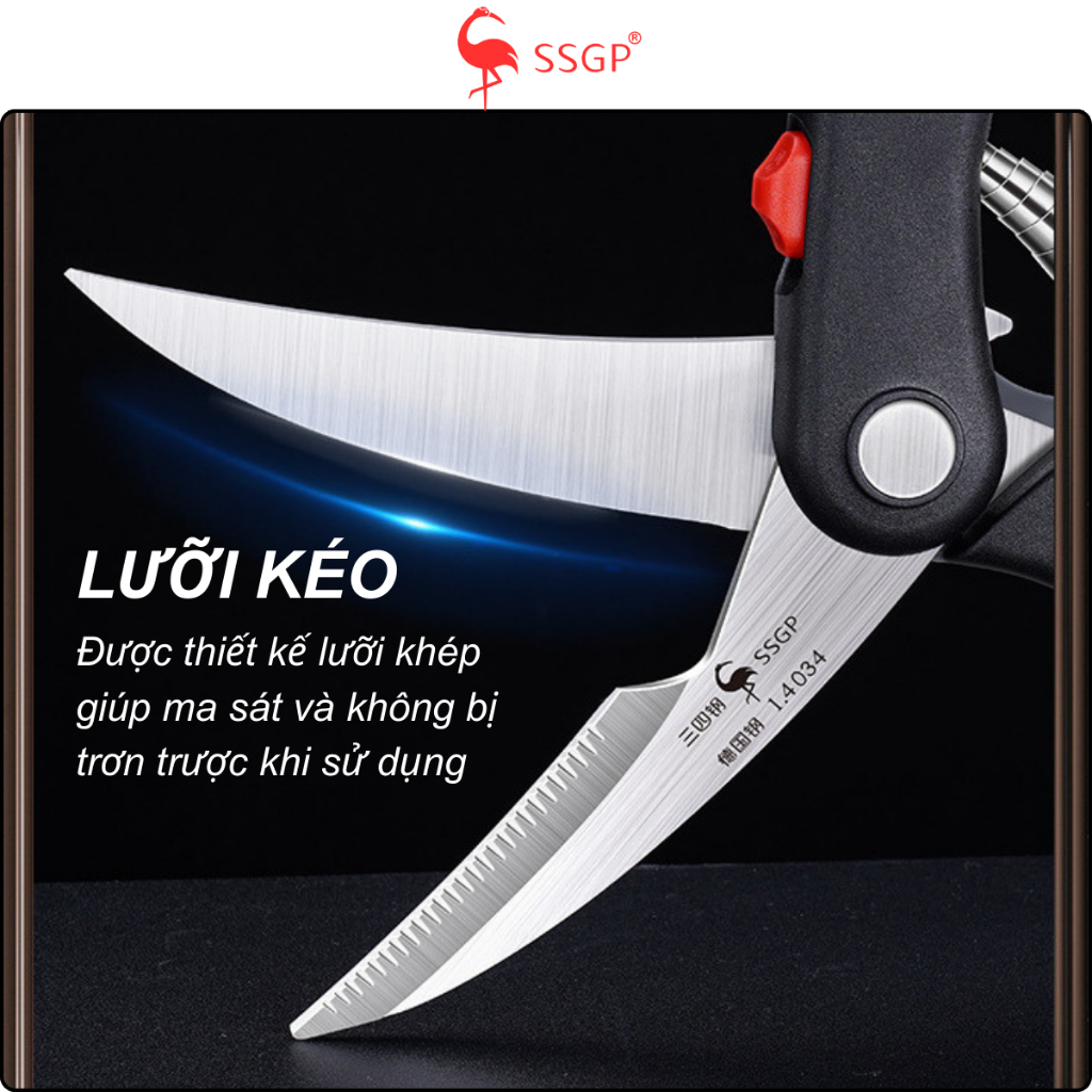 Kéo Berlin nấu ăn làm bếp thép không rỉ SSGP của  SS02801, thép  1.4116, kéo cắt gà