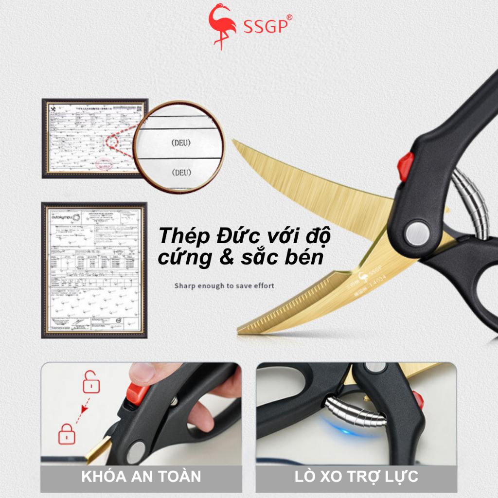 Kéo Berlin nấu ăn làm bếp thép không rỉ SSGP của  SS02801, thép  1.4116, kéo cắt gà