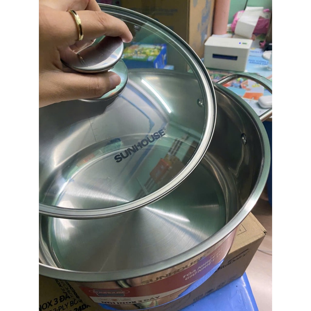 NỒI INOX 3 ĐÁY SUNHOUSE SHG308-24DA 24CM QUÀ TẶNG SỮA VITADAILY | BigBuy360 - bigbuy360.vn
