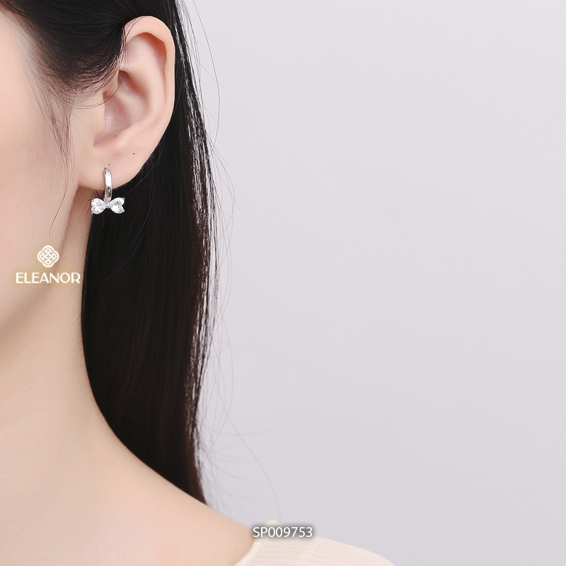 Bông tai nữ chuôi bạc 925 Eleanor Accessories hình nơ đính đá phụ kiện trang sức khuyên tai 9753
