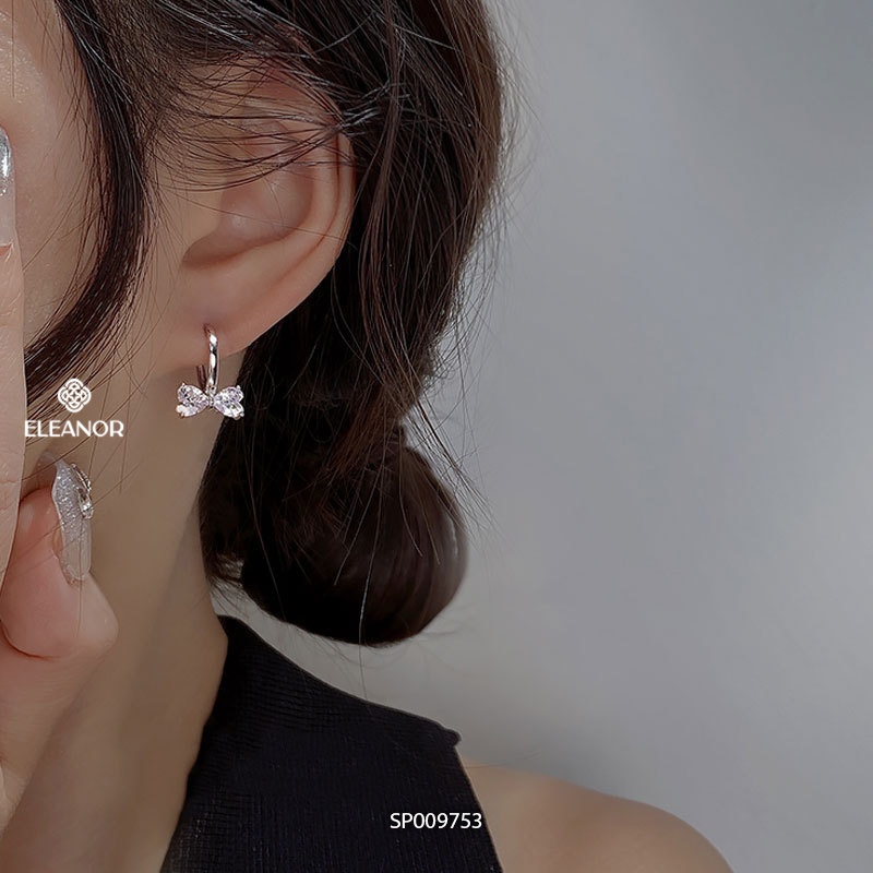 Bông tai nữ chuôi bạc 925 Eleanor Accessories hình nơ đính đá phụ kiện trang sức khuyên tai 9753