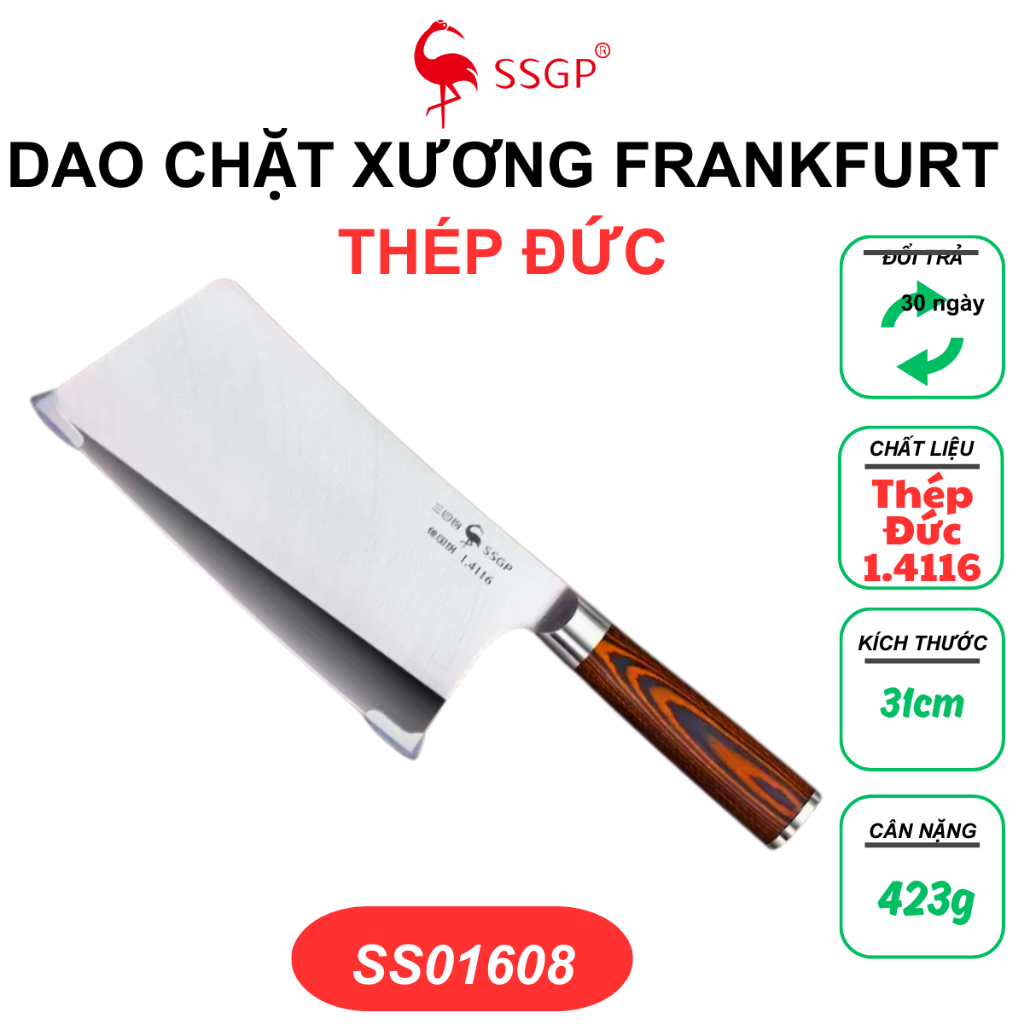 Dao làm bếp Frankfurt SSGP  - SS01808, dao chặt xương, dao cắt thịt, dao thái thịt, dao đầu bếp