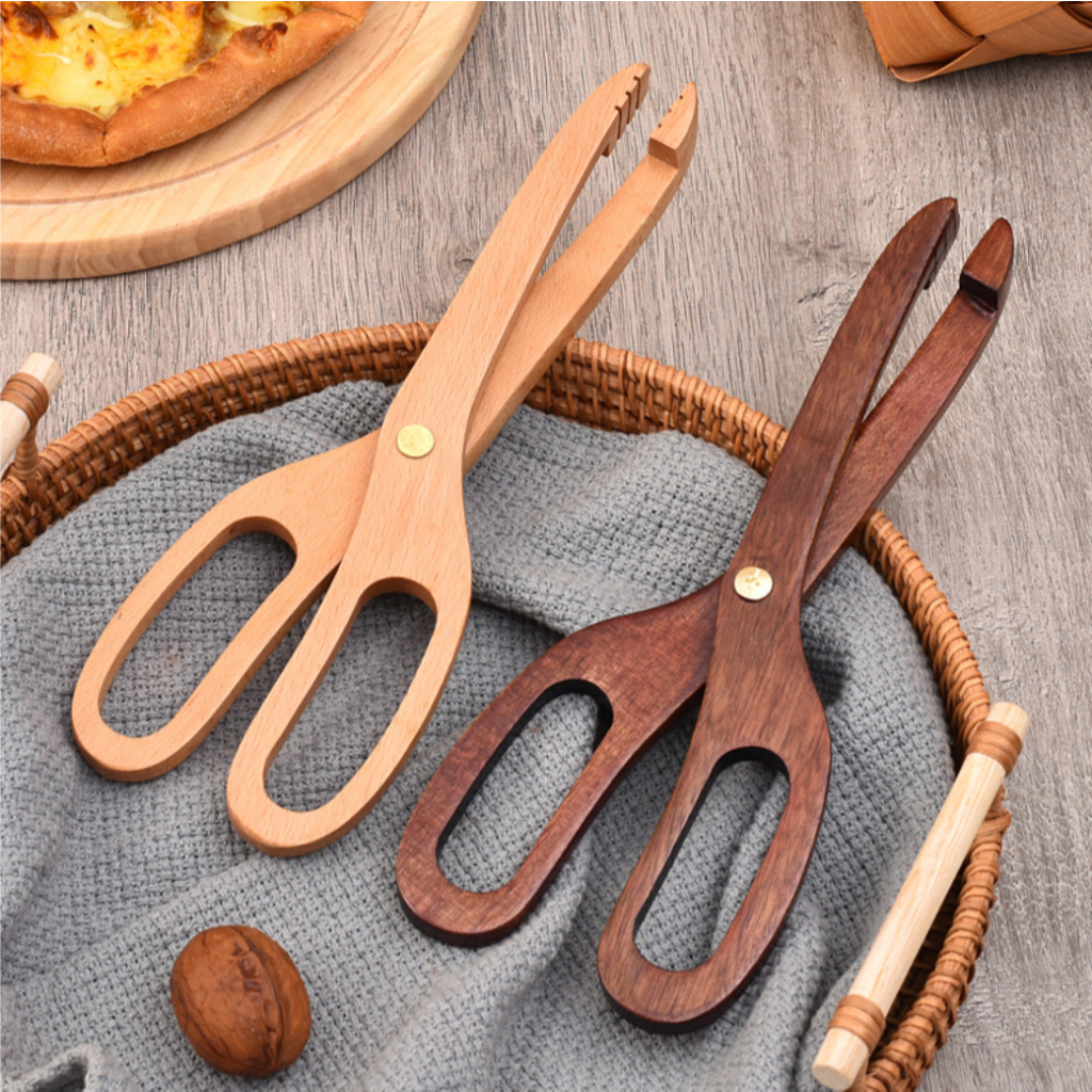 Kẹp Gắp Bằng Gỗ Dạng Kéo Dùng Để Để Gắp Pizza, Bánh Nướng, Đồ Ăn Sang Trọng