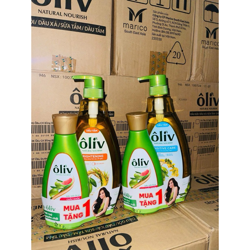 Sữa Tắm Dầu Tắm Ôliv / Oliu 3X Dưỡng Ẩm Làm Sạch Sâu  Giúp Da Cắng Bóng Mềm Mịn Khỏe Mạnh 650mL