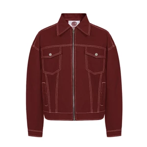 GOUNI® KAKI DENIM ZIP JACKET / WINE RED
