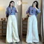 Quần jean Hari màu Be Trắng Ống Rộng Tôn Dáng Cạp Cao Unisex