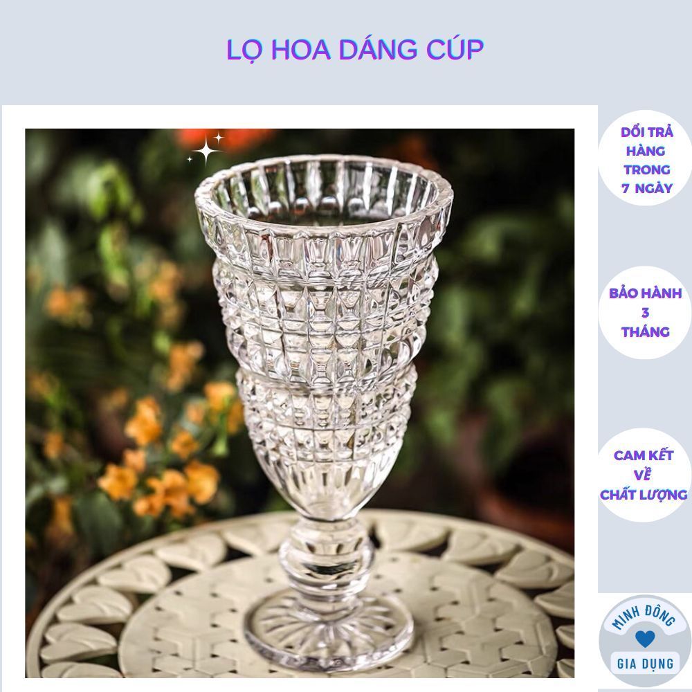 LỌ HOA DÁNG CÚP TRONG SUỐT 25CM,30CM SANG TRỌNG