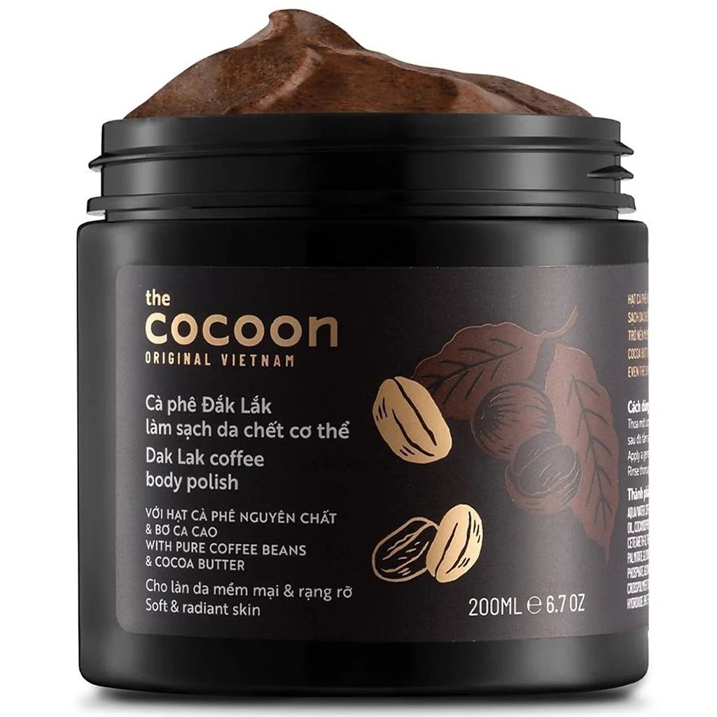 Tẩy da chết cho mặt, cho body Cocoon Chiết xuất cà phê Đắk Lắk, cấp ẩm cho da, giúp da mềm mịn.