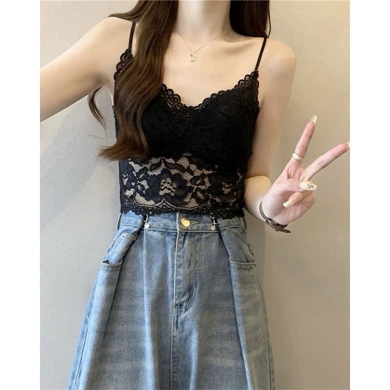 Áo hai dây viền ren uốn lượn mềm mại nữ dáng ôm sát ,đường may chắc chắn tinh tế hot nhất 2025
