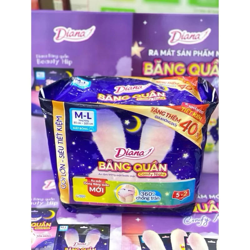 Băng quần Băng Vệ Sinh dạng quần Diana COMFY NIGHT gói 2M / gói 5M