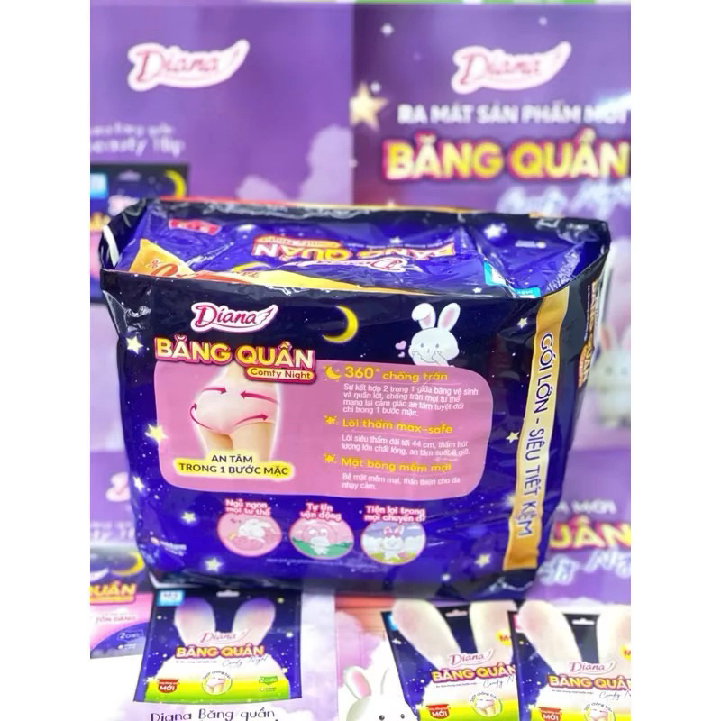 Băng quần Băng Vệ Sinh dạng quần Diana COMFY NIGHT gói 2M / gói 5M