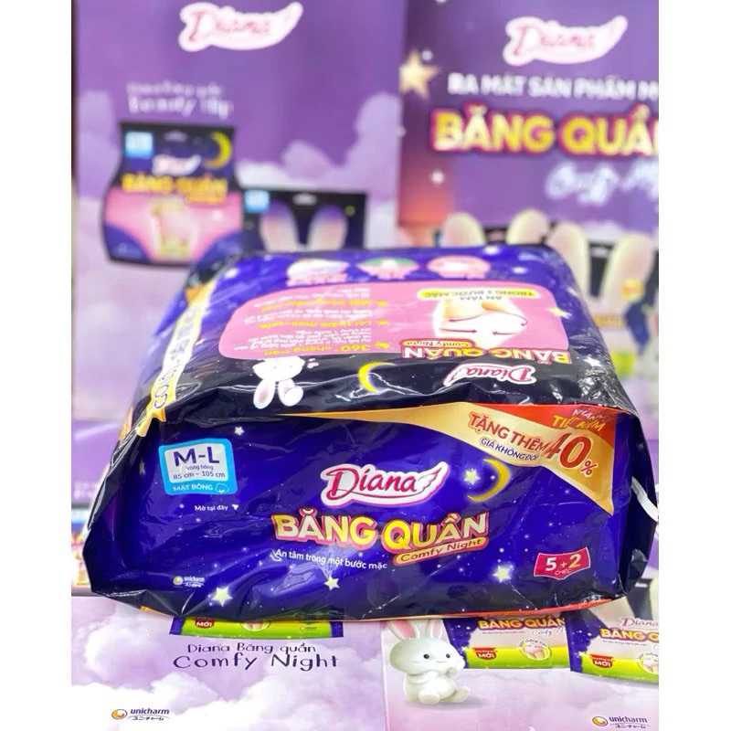 Băng quần Băng Vệ Sinh dạng quần Diana COMFY NIGHT gói 2M / gói 5M