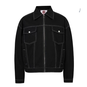 GOUNI® KAKI DENIM ZIP JACKET / BLACK