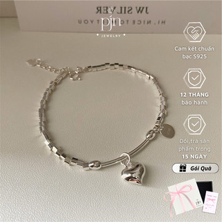 Lắc Tay Bạc Nữ Vòng Tay Bạc 925 PJN Hạt Mix Charm Trái Tim Vòng Tay Hạt Phong Cách Điệu Đà Dành Cho Nàng VT34