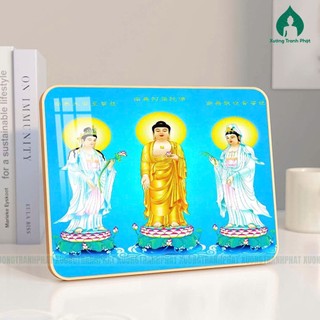 Phật Tây Phương Tam Thánh Tranh Tráng gương siêu bóng để bàn treo tường