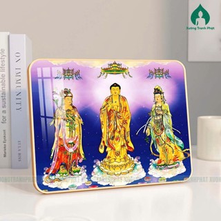 Phật Tây Phương Tam Thánh Tranh Tráng gương siêu bóng để bàn treo tường