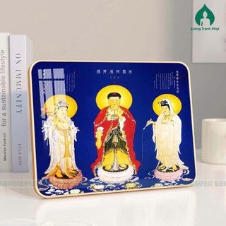 Phật Tây Phương Tam Thánh Tranh Tráng gương siêu bóng để bàn treo tường