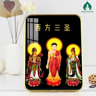 Phật Tây Phương Tam Thánh Tranh Tráng gương siêu bóng để bàn treo tường