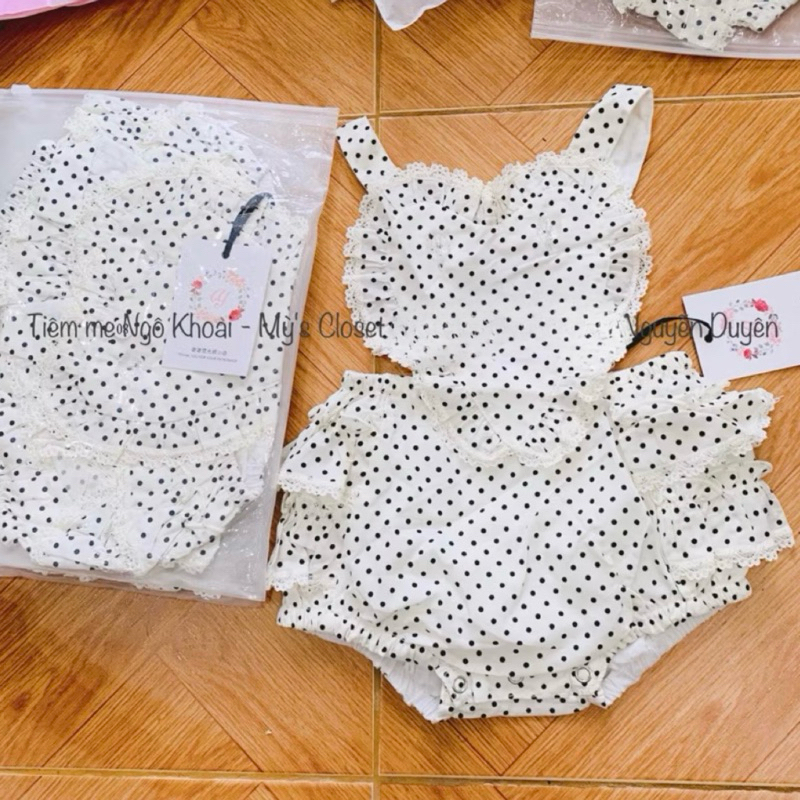 [NGÔ KHOAI MỲ] Yếm chip chấm bi trắng siêu đẹp cho bé