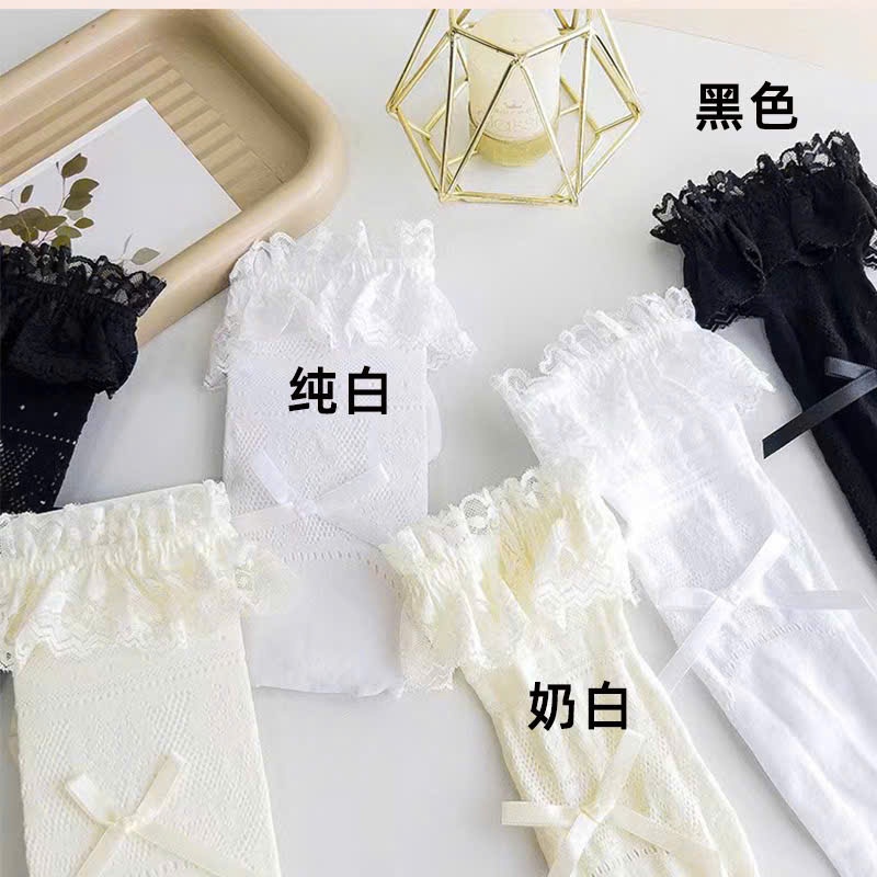 Tất ren cổ thấp phối nơ phong cách công chúa, lolita dễ thương và thanh lịch by Dandal