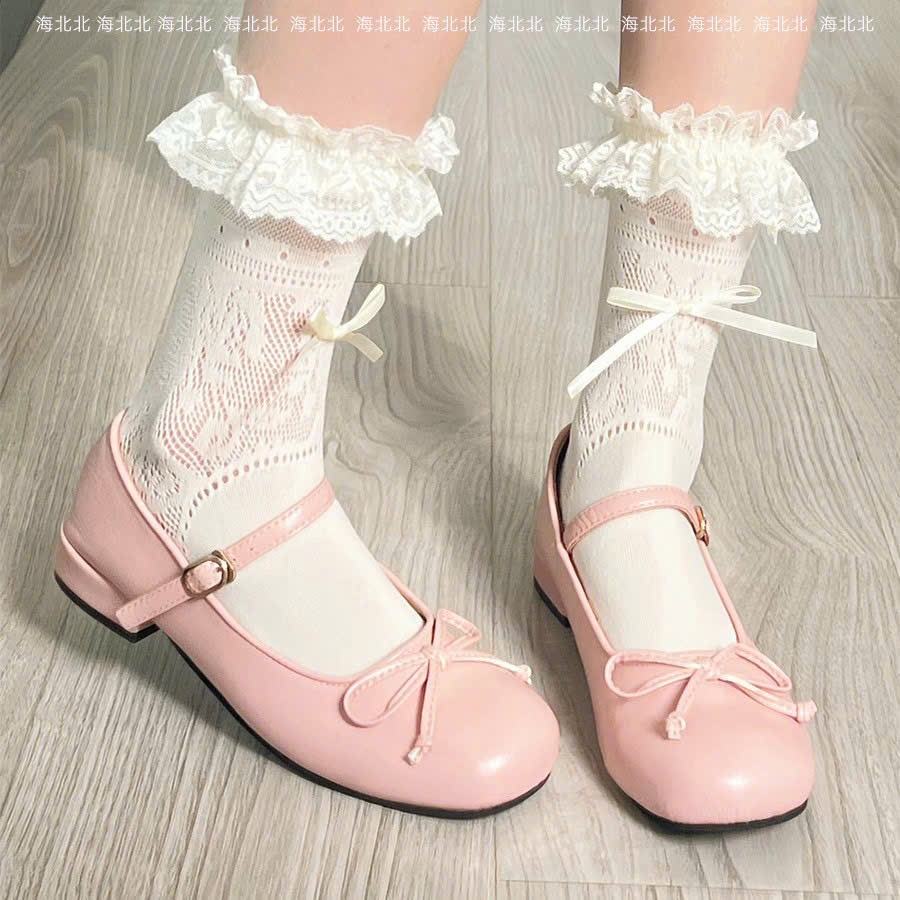 Tất ren cổ thấp phối nơ phong cách công chúa, lolita dễ thương và thanh lịch by Dandal