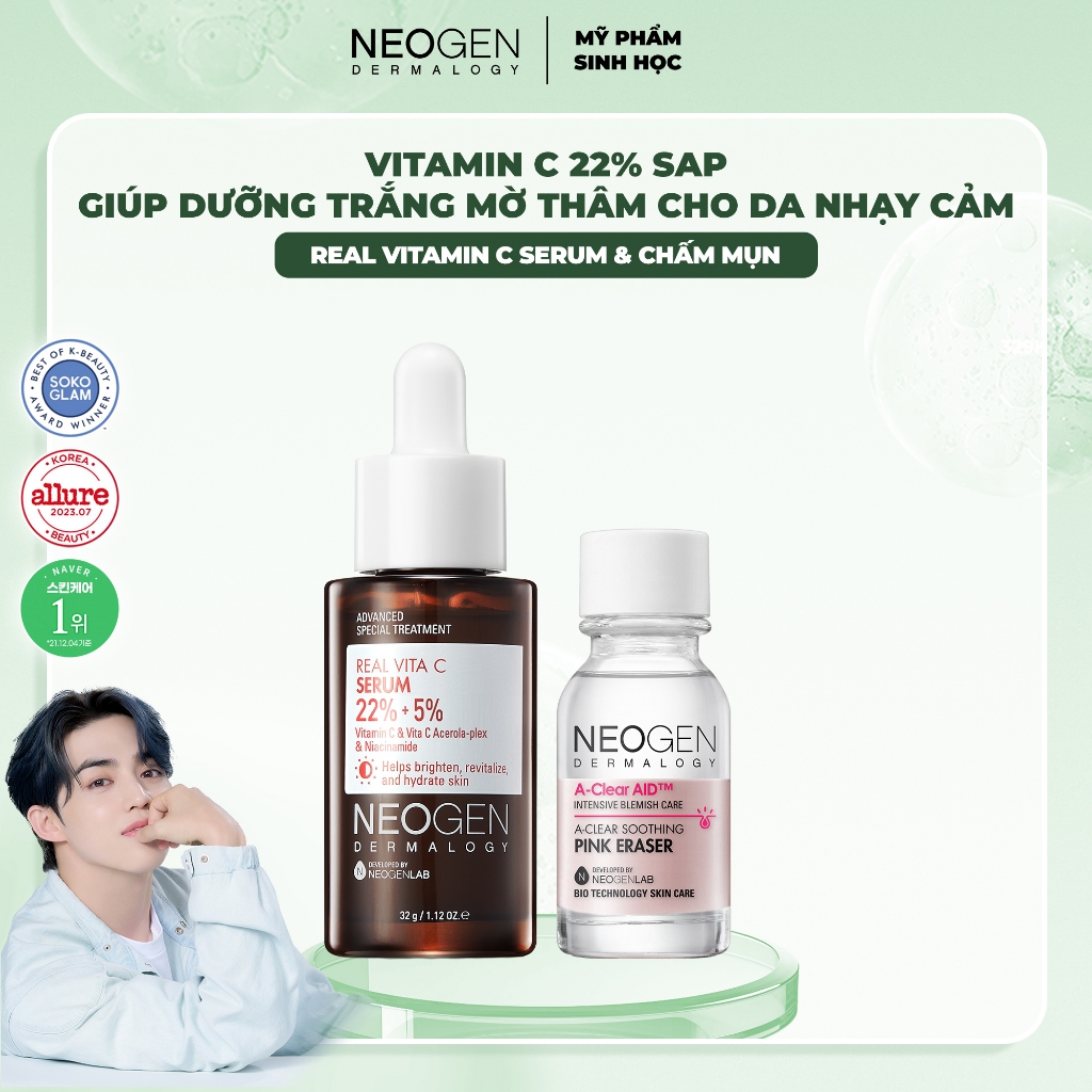 Ảnh Bộ Sản Phẩm Chấm Mụn & Serum Vitamin C 22% Xẹp Mụn Xoá Thâm Neogen Dermalogy 2