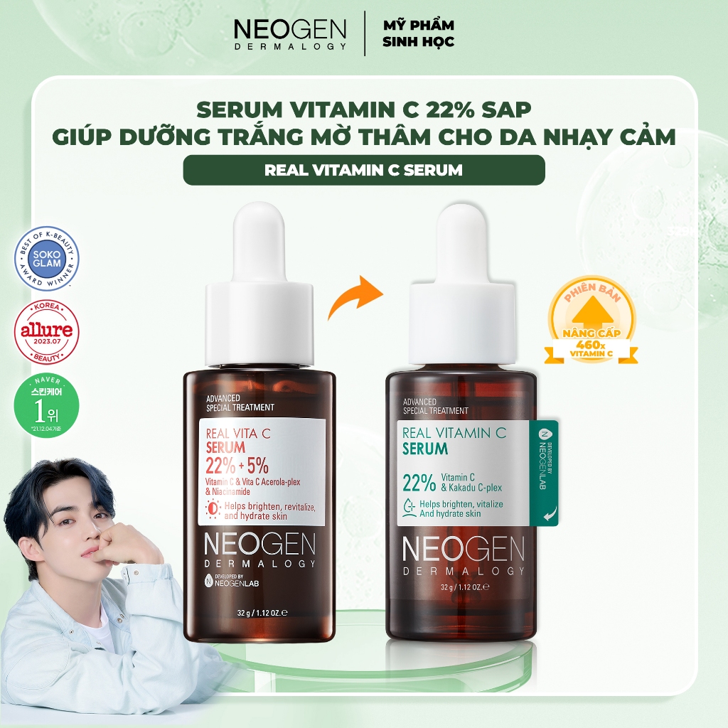 Ảnh Siêu Tinh Chất Mờ Thâm Dưỡng Trắng Vitamin C SAP 22% Neogen Dermalogy Real Vita C Serum 32ml 2
