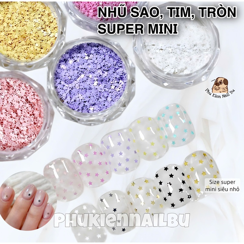 Nhũ Sao, Nhũ Tim, Nhũ Tròn Super Mini, Phụ Kiện Sao Tim Mini