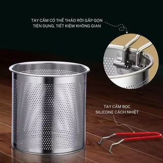 Nồi bếp từ Chiên Ngập Dầu Inox 304 Cao Cấp Chubby Chef 2in1 Kèm Rổ Chiên Lọc Dầu Nấu Được Bếp Từ an toàn Sức khỏe
