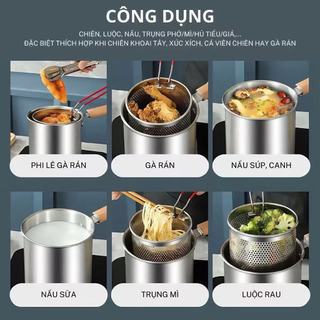 Nồi bếp từ Chiên Ngập Dầu Inox 304 Cao Cấp Chubby Chef 2in1 Kèm Rổ Chiên Lọc Dầu Nấu Được Bếp Từ an toàn Sức khỏe
