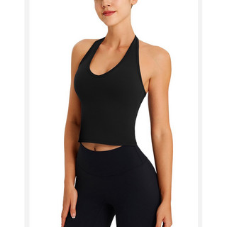 Áo tập gym nữ, áo tập yoga có mút nâng ngực cổ yếm hở lưng sexy chất Poly mát mịn (mã Ao246)