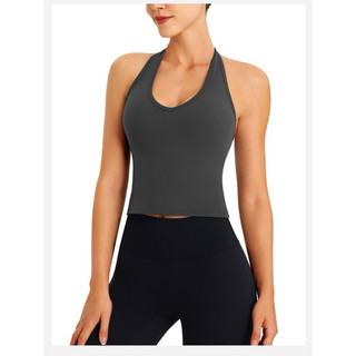 Áo tập gym nữ, áo tập yoga có mút nâng ngực cổ yếm hở lưng sexy chất Poly mát mịn (mã Ao246)