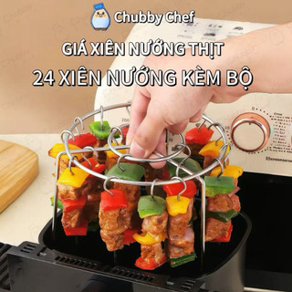 Xiên Thịt Nướng Cho Nồi Chiên Không Dầu Chubby Chef Combo 24 Xiên Nướng Thịt BBQ Bằng Inox 304 Không Gỉ An Toàn