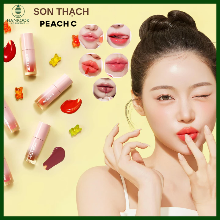 Son Bóng Dạng Thạch Pha Lê Peach C Jelly Beam Tint Căng Mọng, Bền Màu lâu trôi Hàn Quốc chính hãng