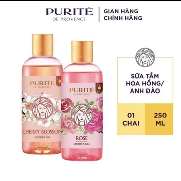 Combo Sữa tắm 250ml Purité Gồm 1 Chai Sữa Tắm Anh Đào + 1 Chai sữa tắm Hoa Hồng 250ml