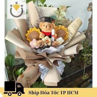 Bó hoa len gấu tốt nghiệp, hỏa tốc Tp HCM