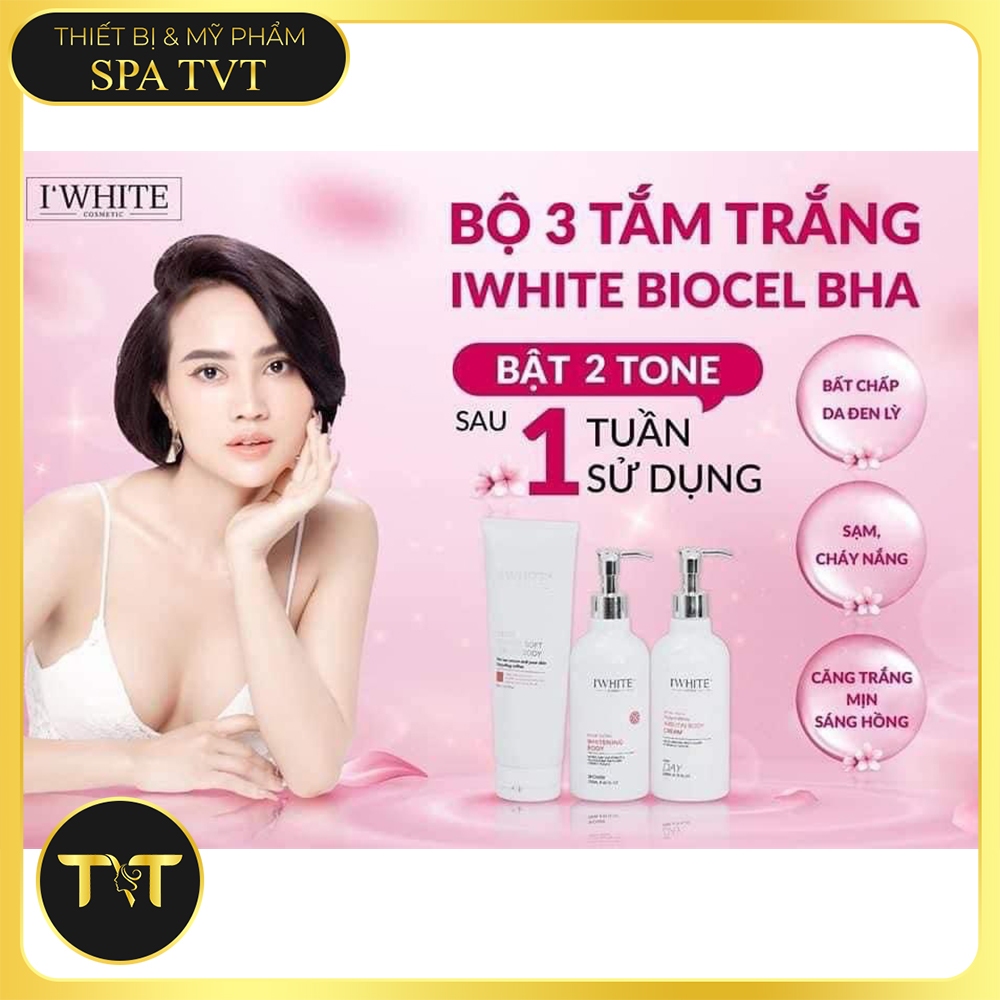 BỘ TẮM TRẮNG IWHITE 250ML X3, TẨY DA CHẾT, Ủ TRẮNG, DƯỠNG TRẮNG BODY, DA SÁNG MỊN