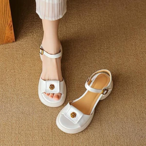 Dép Sandal Quai Hậu Mũi Hở Đế Độn Phong Cách Pháp Trẻ Trung