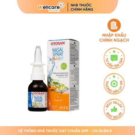 Xịt mũi Otosan Nasal Spray Baby – Chai 20ml, giúp làm sạch sâu các hốc mũi, thông mũi nhanh chóng cho trẻ